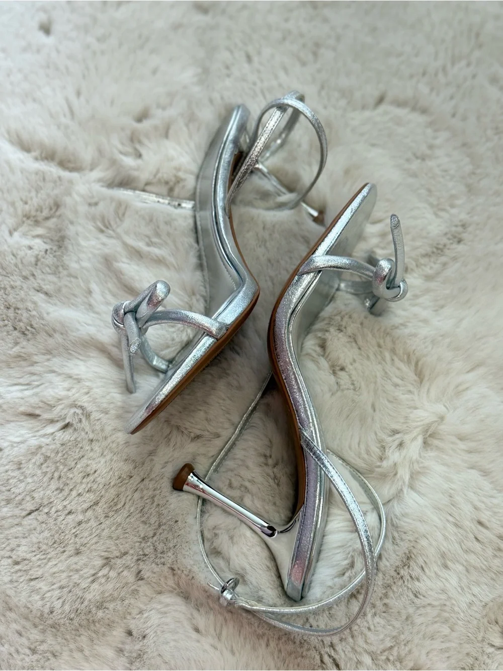 Silver Knot Strap Stiletto Sandals - Women - Picture 3 of 4